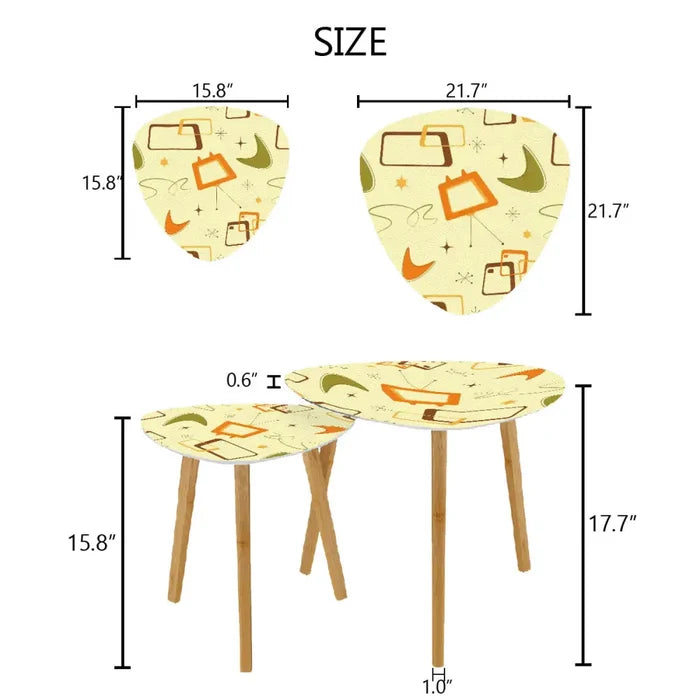 Atomic 60s Retro Tripod Nesting Table Set - Pastel Colors Midcentury Home - One Size - retro nesting tables