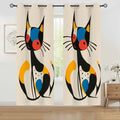 Atomic Cat Blackout Curtains with Silver Grommet - 50s 60s Retro Decor - 50’’x84’’x2pcs - retro curtains