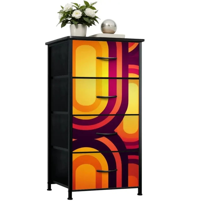 Atomic Era Storage Dresser – Midcentury Modern 4-Drawer Fabric Cabinet - retro dresser