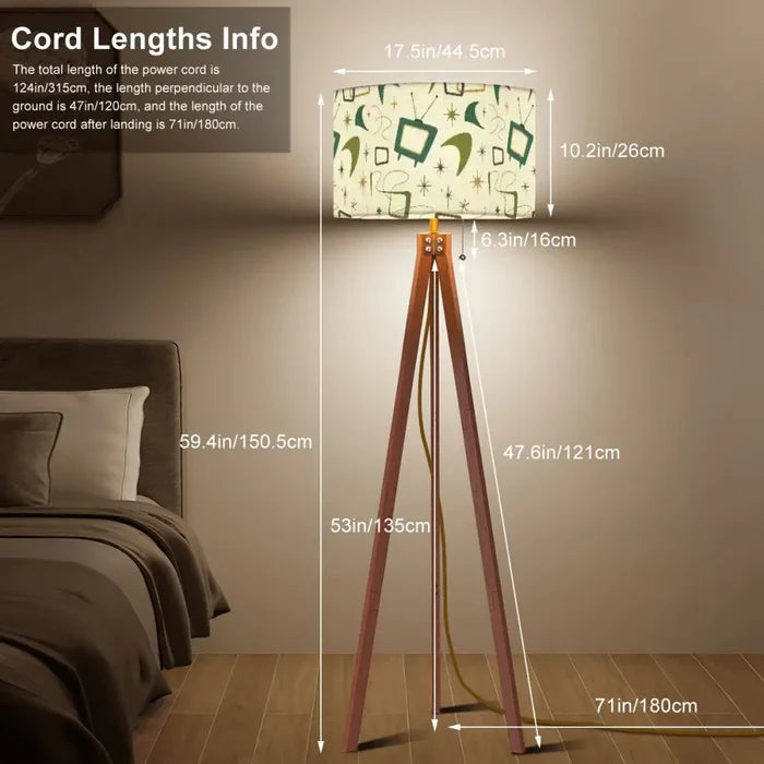 Atomic Retro Tripod Floor Lamp – 60s Design with Smart LED Remote - retro floor lamps