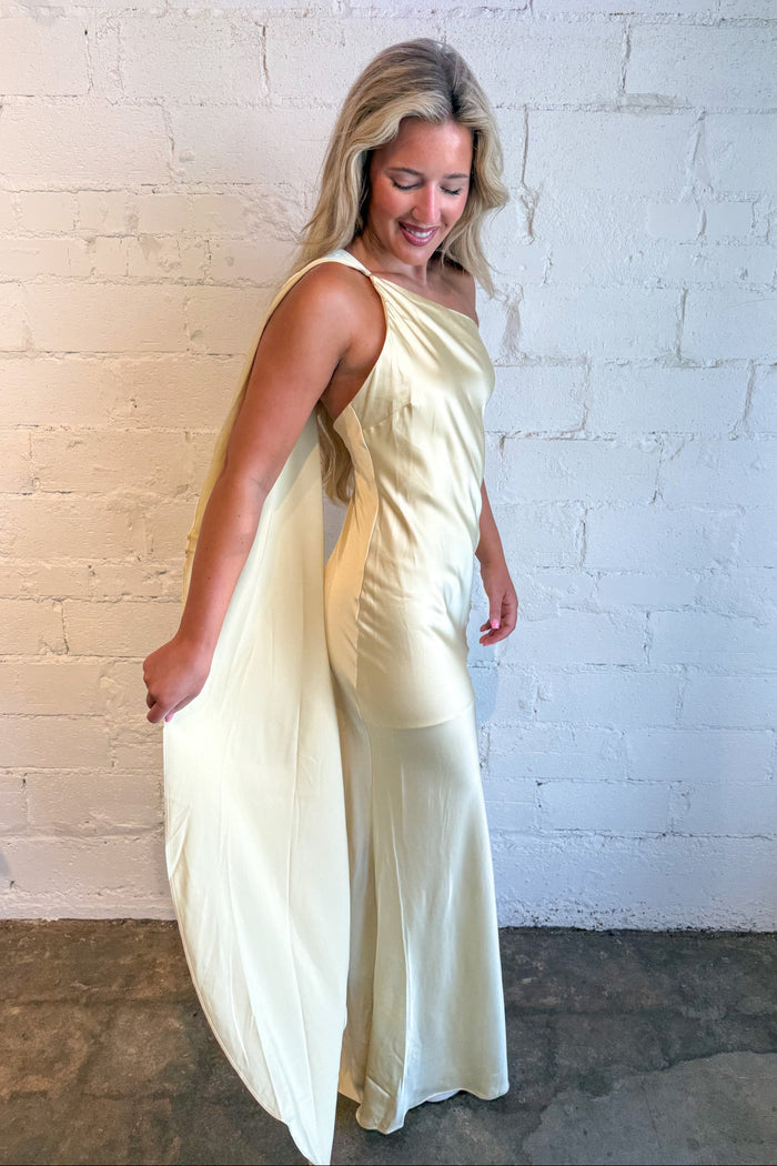 Ayse Long Scarf Dress, Maxi Dress, Wedding Guest Dress, Satin Dress, Adeline Boutique, Dallas Boutique