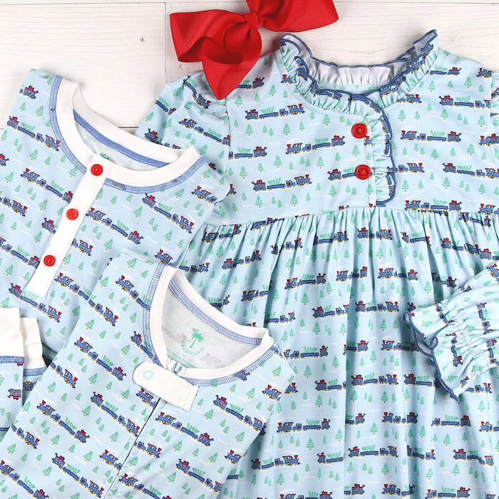 Bamboo Onesie - Christmas Trains
