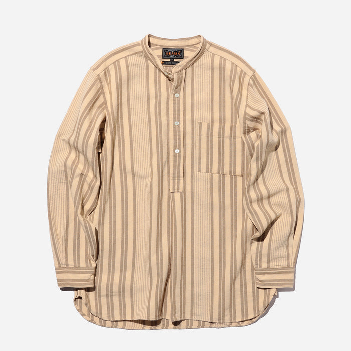 BAND PULLOVER INDIAN OXFORD SHIRT - STRIPE BROWN