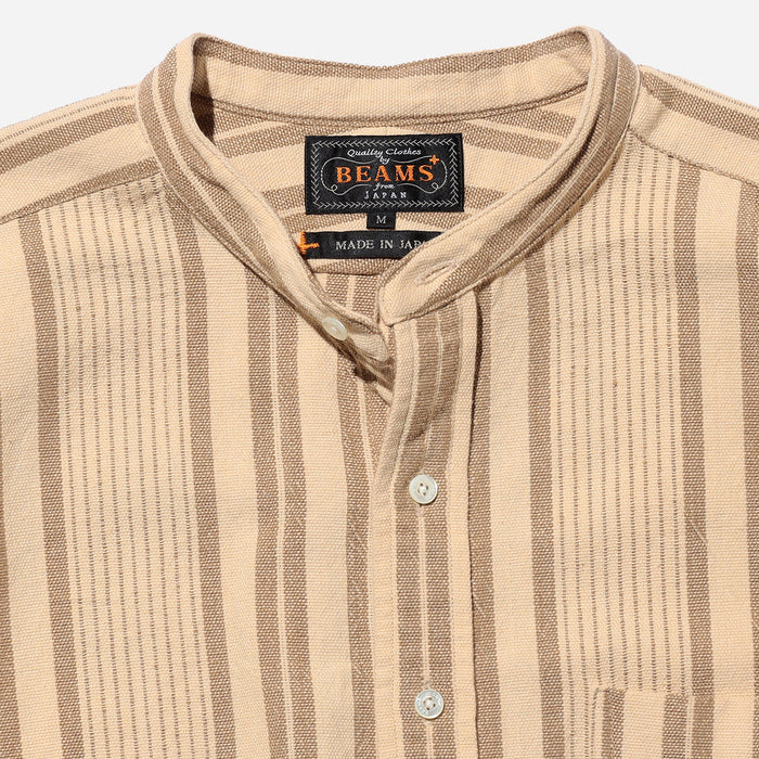 BAND PULLOVER INDIAN OXFORD SHIRT - STRIPE BROWN