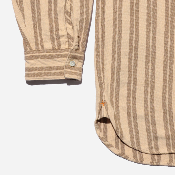 BAND PULLOVER INDIAN OXFORD SHIRT - STRIPE BROWN