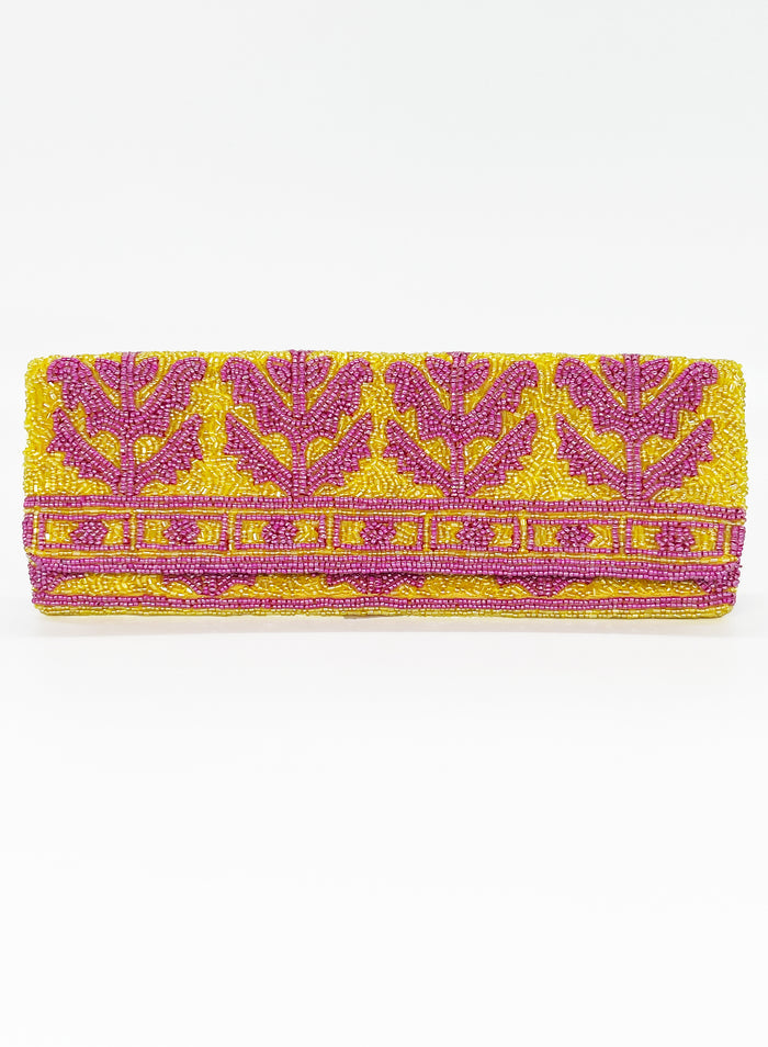 Beaded Clutch- Marigold Yellow