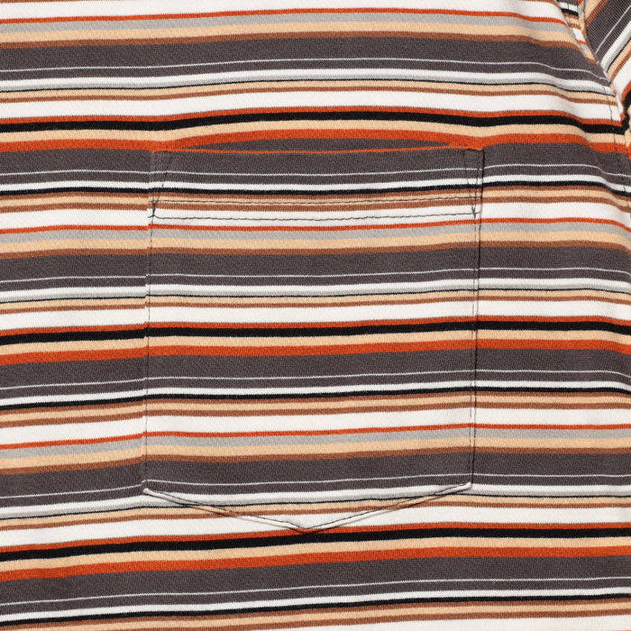 Beams Plus MULTI STRIPE POCKET T-SHIRT - GREY/WHITE-ORANGE