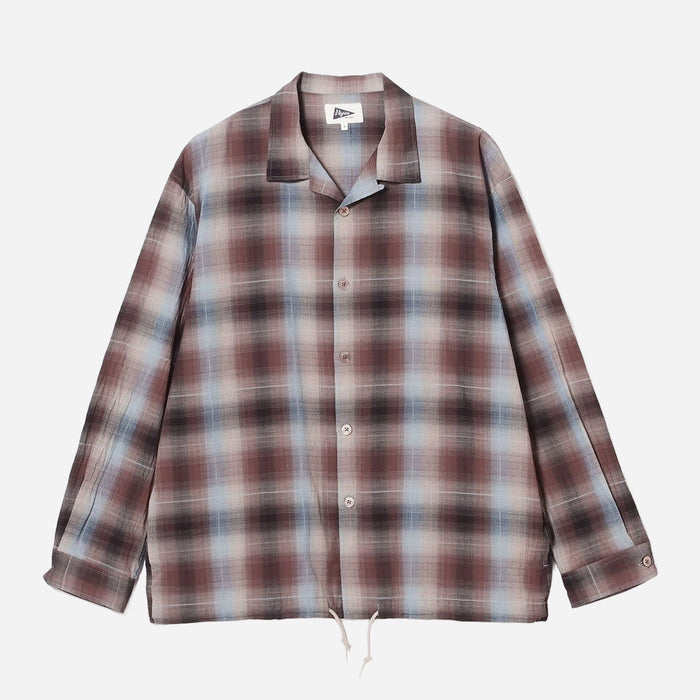 BENSON DOBBY CHECKED OMBRE SHIRT - BROWN