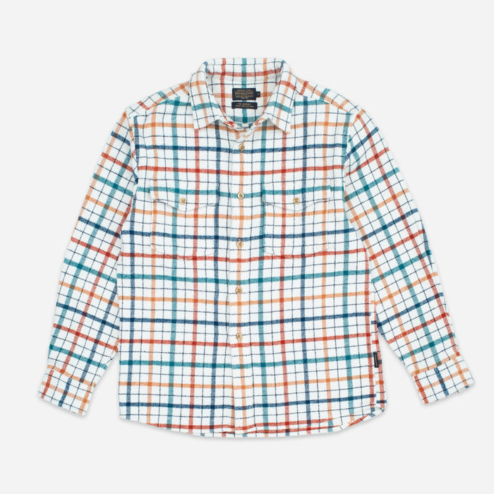 BIG POCKET FLANNEL SHIRT - SAXONY BLUE/WHITE-RED