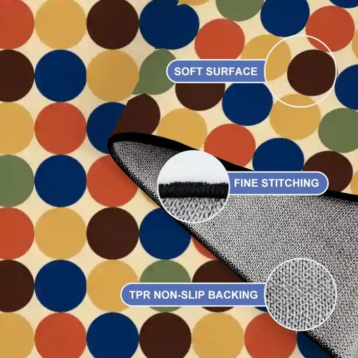 Big Polka Dots 70s Retro Rug 12x9 ft – Midcentury Plush Non-Slip Carpet - retro rug