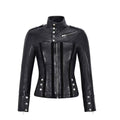Biker Studded Italian Style Winter Black Jacket Leather Outlet