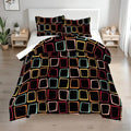 Black 60s Retro Comforter Set: Queen Size Microfiber Bedding - One Size - retro bedding