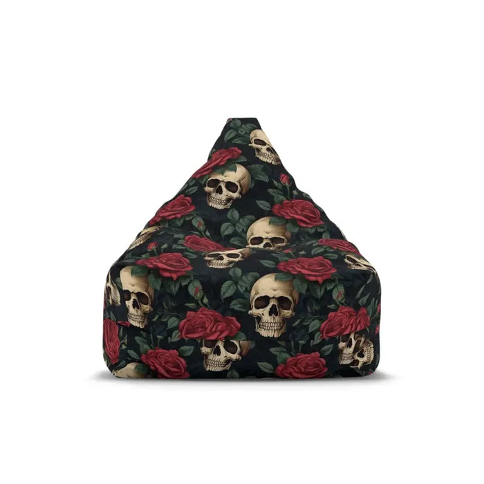 Black Red Green Gothic Bean Bag Chair Cover - Skulls and Roses Decor for Game Rooms Lounge Living Room - 2 sizes - 27’’