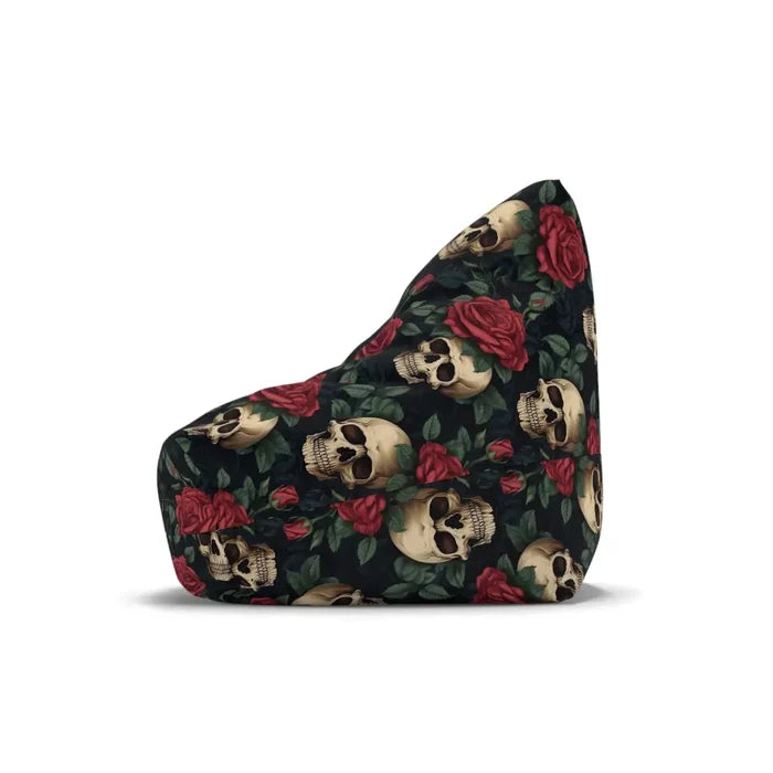 Black Red Green Gothic Bean Bag Chair Cover - Skulls and Roses Decor for Game Rooms Lounge Living Room - 2 sizes