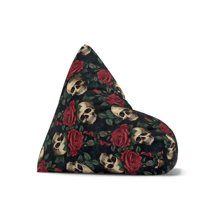 Black Red Green Gothic Bean Bag Chair Cover - Skulls and Roses Decor for Game Rooms Lounge Living Room - 2 sizes