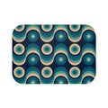 Blue Beige 60s Wave Pattern Bath Mat | Mid Century Home Decor - 24’’ × 17’’ - retro bathroom