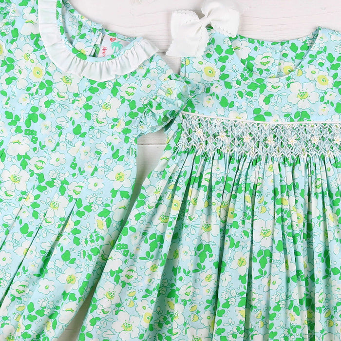 Blue Blossom Smocked Dress