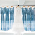 Blue Chiffon V-neck Simple Beach Wedding Bridesmaid Dresses With Splits, AB1226