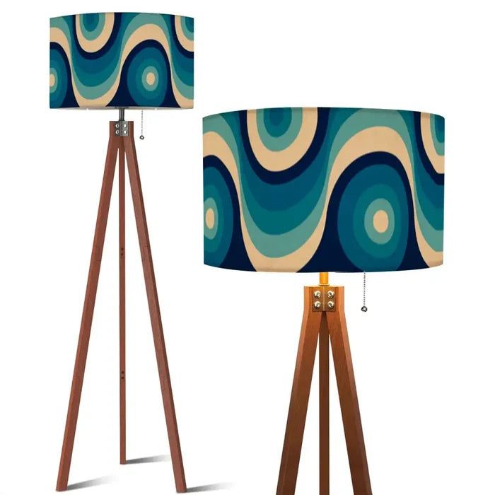 Blue Midcentury Modern Tripod Floor Lamp: 70s Nordic Retro Style LED Remote - US Plug - retro floor lamps