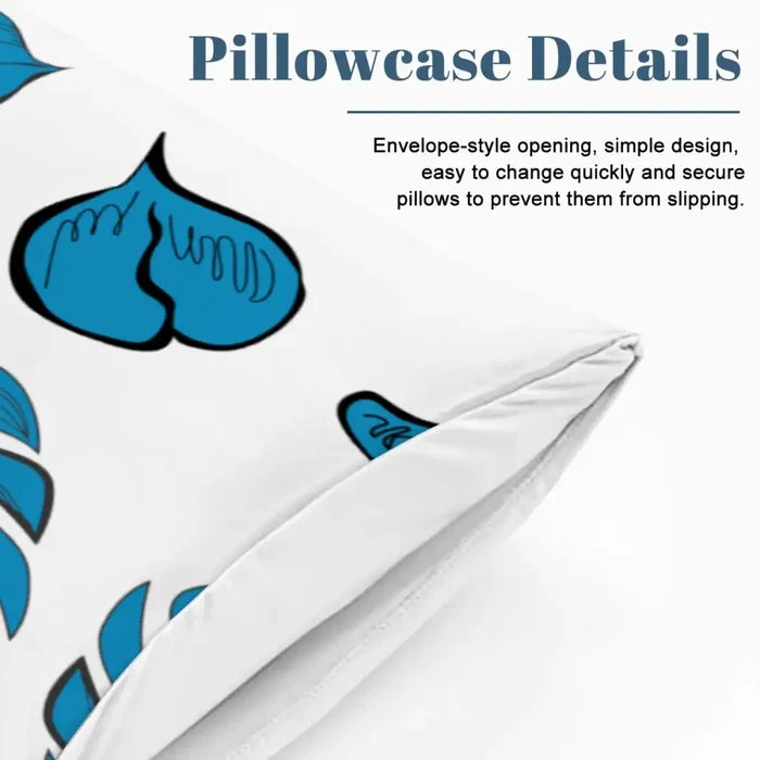 Blue Monstera Leaf Duvet Cover Set: 70s Retro Full Size Microfiber Bedding - retro bedding