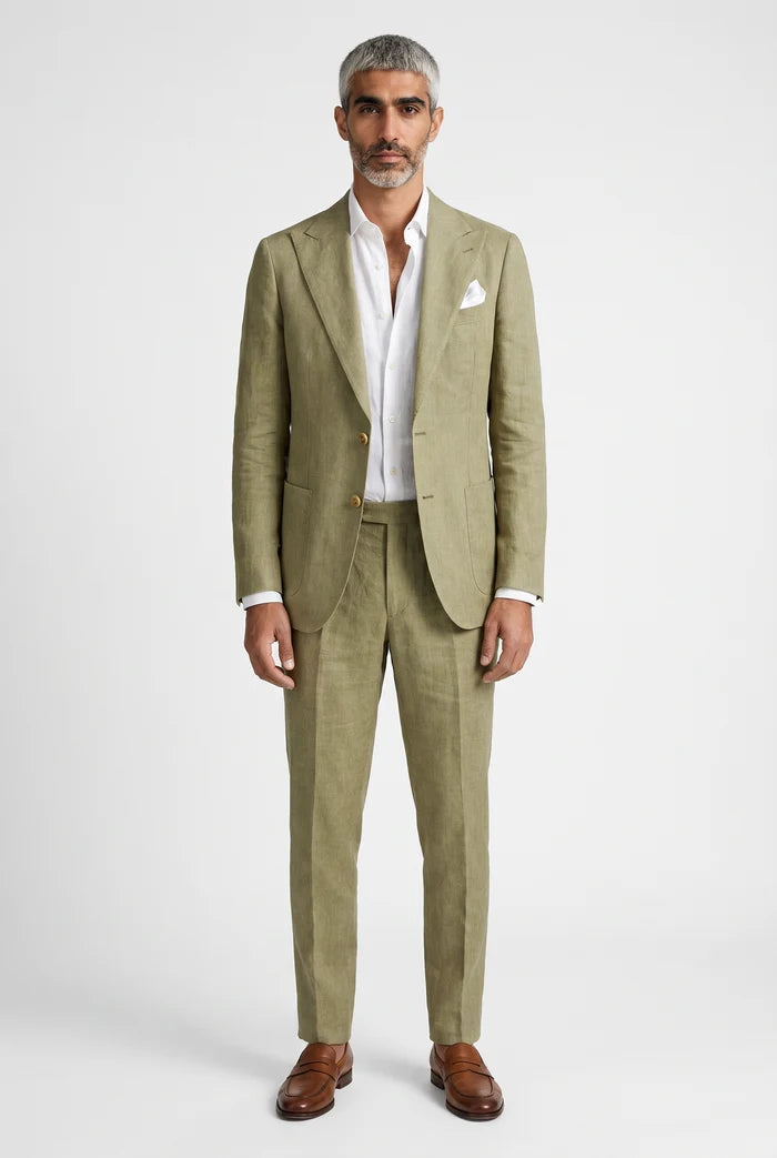 Blutailor Pistachio Olive Linen 2 piece suit