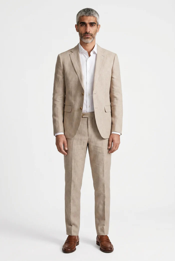 Blutailor Taupe Linen 2 piece suit