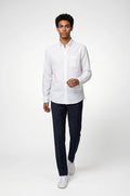 Blutailor white seersucker cotton shirt in lightweight textured fabric with a custom tailored fit, designed for breathable comfort and a crisp summer look.