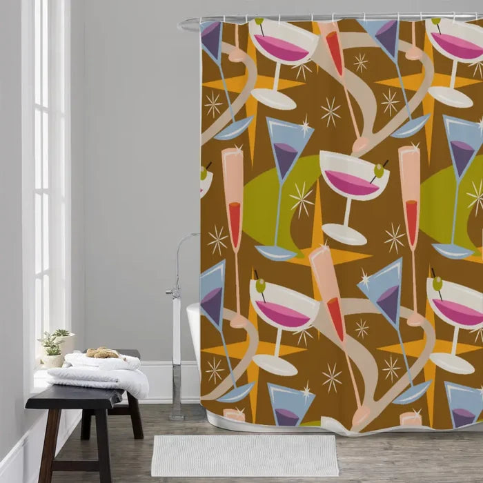 Bold 60s Midcentury Modern Shower Curtain – Retro Bathroom Decor - retro bathroom
