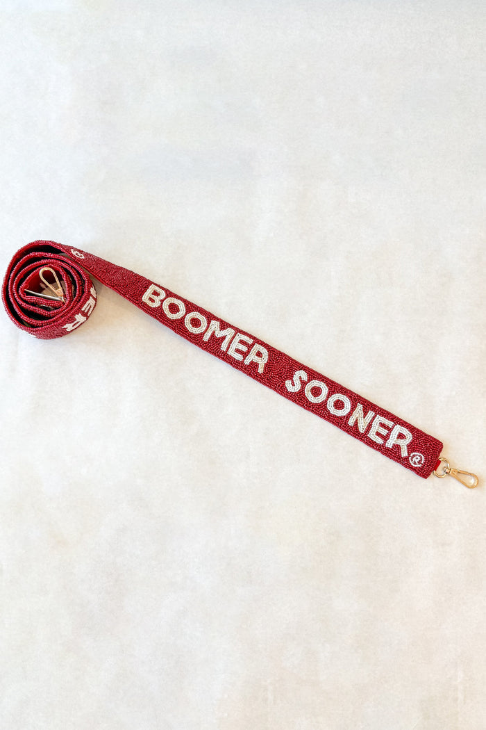 Boomer Sooner Beaded Strap, OU, Game Day Outfits, Adeline Boutique, Dallas Boutique, Purses, Accessories
