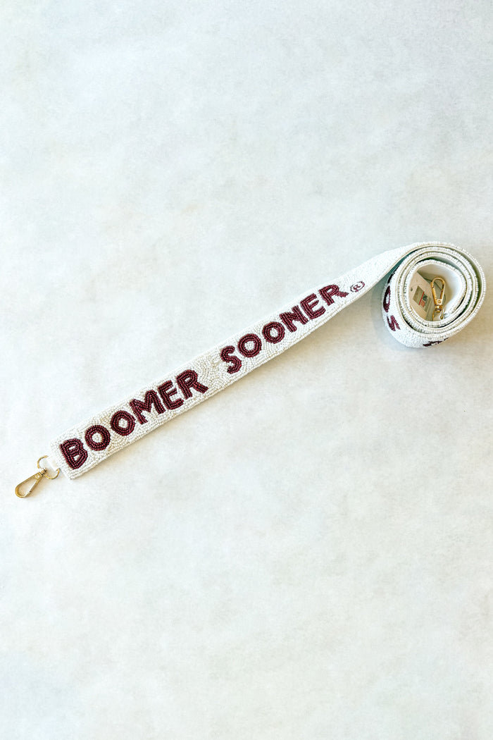 Boomer Sooner Beaded Strap, OU, Game Day Outfits, Adeline Boutique, Dallas Boutique, Purses, Accessories