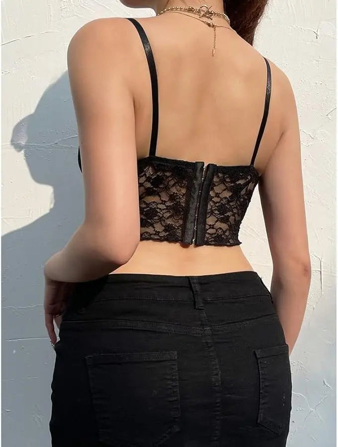 Bow Lace Up Mesh Corset Top fashionnsio