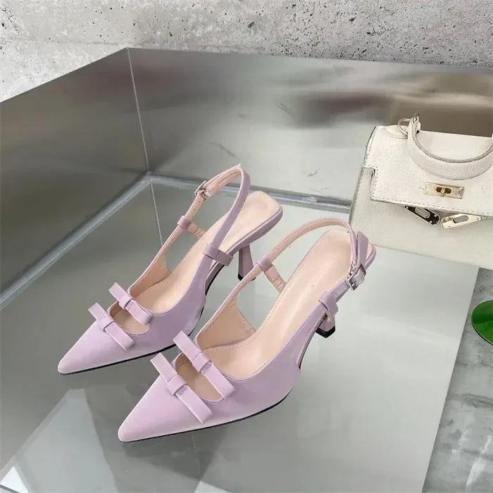 Bow Knot Slingback Heels fashionnsio