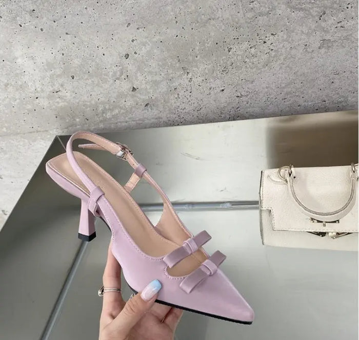 Bow Knot Slingback Heels fashionnsio