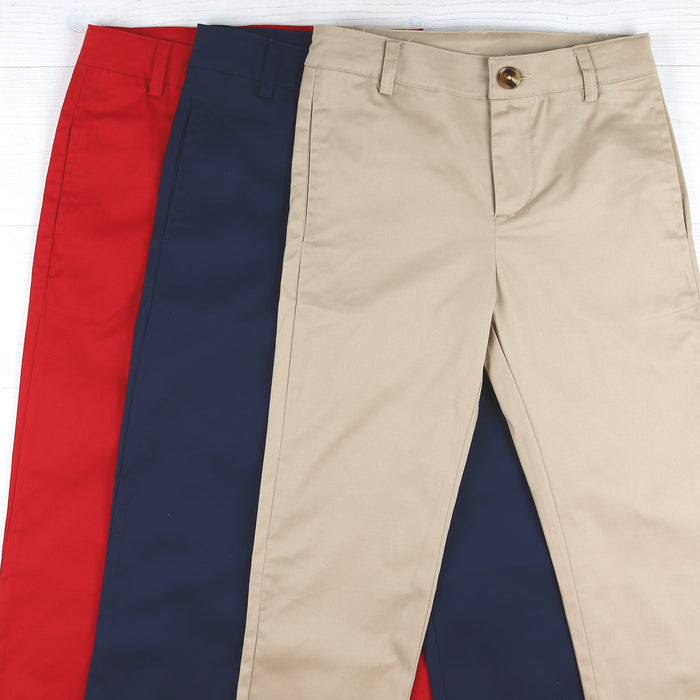 Boys Button Pants - Khaki Twill