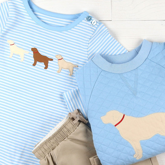 Boys Quilted Dog Pullover - Blue Lagoon