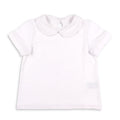 Boys Short Sleeve White Knit Collared Top