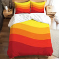 Bright 70s Retro Double Duvet Cover Set: Orange Yellow Red Full Size Bedding - retro bedding