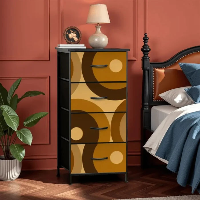 Brown Black Midcentury Modern Retro 70s Dresser – 4-Drawer Storage - One Size - retro dresser