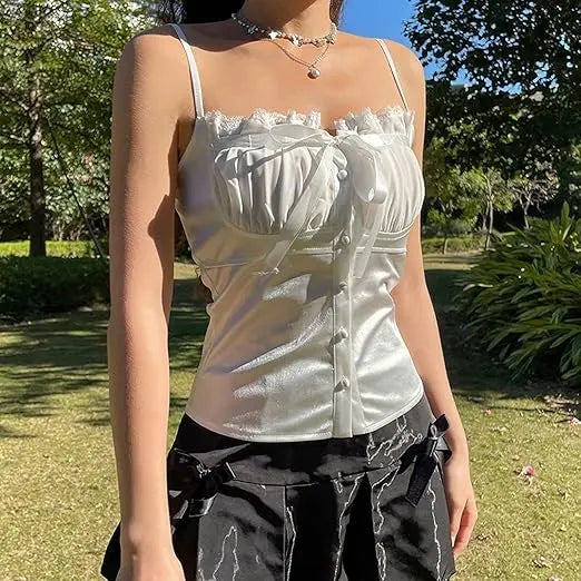 Bow Lace Button Top fashionnsio