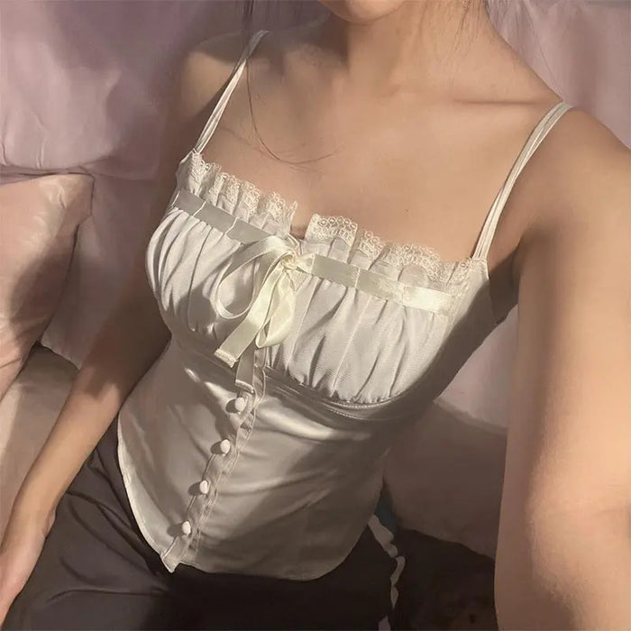Bow Lace Button Top fashionnsio