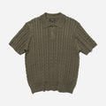 CABLE KNIT POLO SHIRT - OLIVE