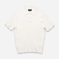 CABLE KNIT POLO SHIRT  - WHITE