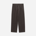 CANAL PLEATED TWILL & LINEN TROUSER - BLACK OLIVE