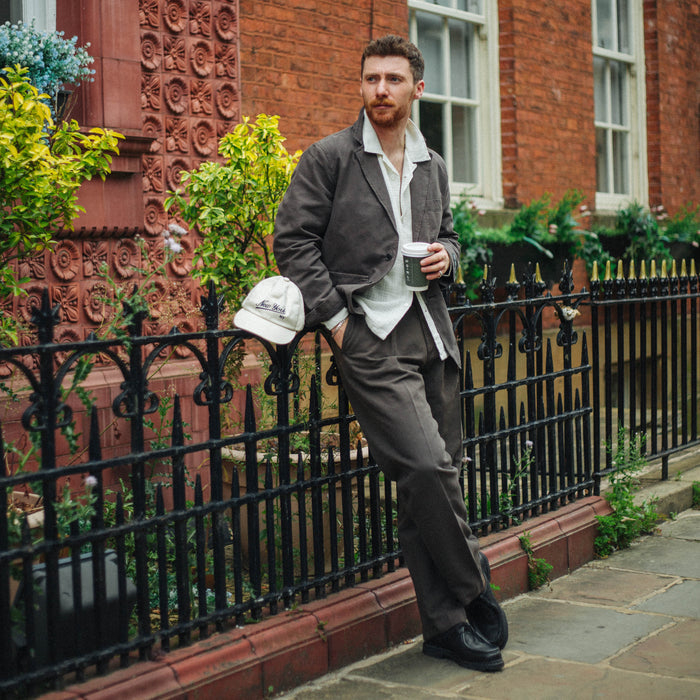 CANAL PLEATED TWILL & LINEN TROUSER - BLACK OLIVE