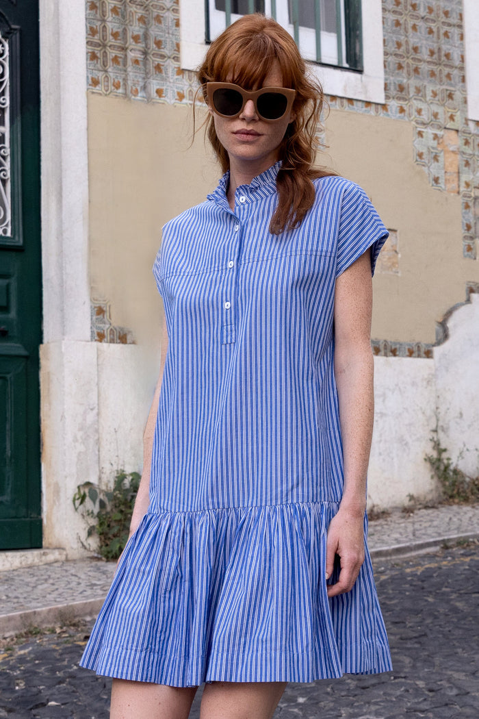 Cap Sleeve Mini- Devon Blue