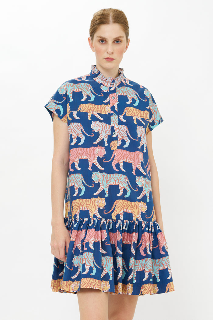 Cap Sleeve Mini- Raj Navy