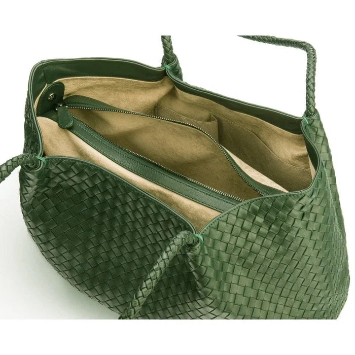 Cassidy Woven Slouchy Leather Bag – Green