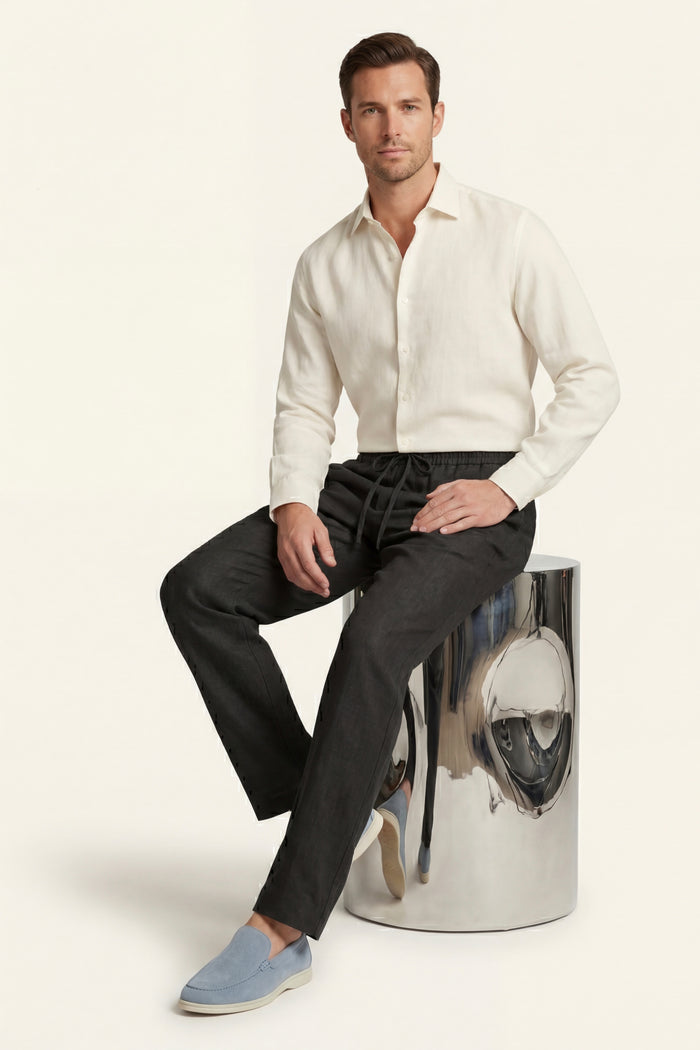 Catania Linen Pantalon Black