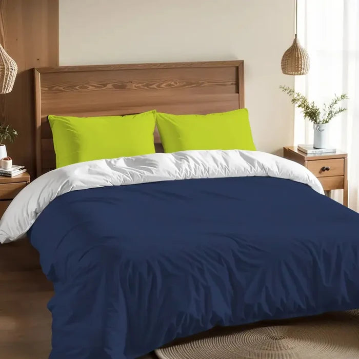 Chartreuse Green Indigo Duvet Cover Set: Full Size Microfiber Bedding - retro bedding
