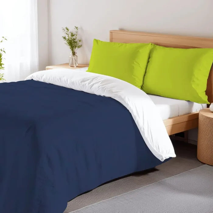 Chartreuse Green Indigo Duvet Cover Set: Full Size Microfiber Bedding - retro bedding